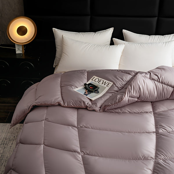 1pc Soft & Cozy All-Season Quilted Duvet Insert - Light Gray, Dual-Sided, Machine Washable