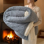 Luxurious Vintage-Inspired Double-Layer Thick Bed Blanket - Soft, Plush Fleece with Taffeta Velvet & Imitative