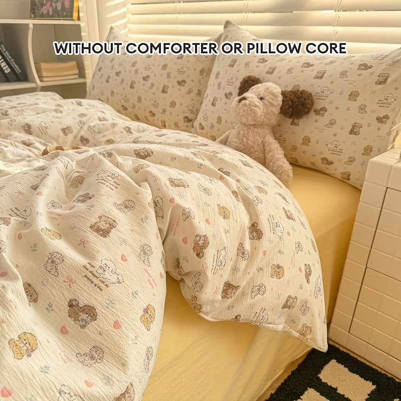 4pcs Bedding Set Japanese Sweet Style Soft Cream Yellow Sweet Healin