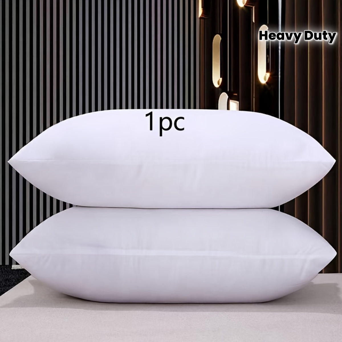 1-Pack Heavy-Duty Support Pillow Core - Ultra-Soft Fluffy Bed Pillow with Zipper Closure, All-Season Cushion for Home