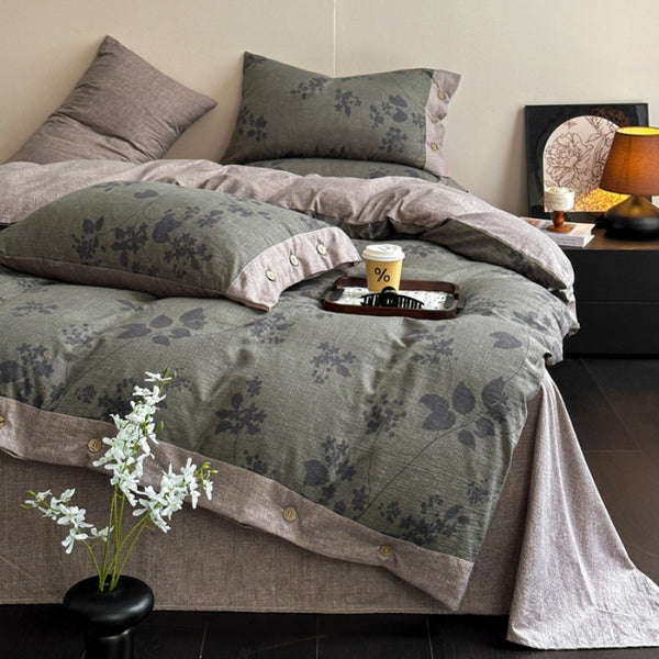 Autumn\u002F Winter New Arrivals A-Class Thickened High GSM Linen Retro Style Double Layer Printed Three-Piece Set and Four-Piece Set