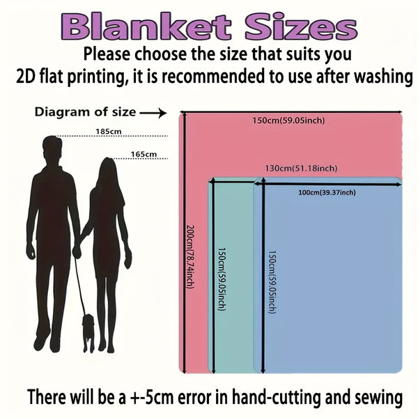 1pc All-Season Flannel Blanket - Soft Cozy Fall Throw with Pumpkin, Leaf & Floral Prints in Orange, Beige