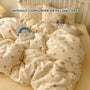 4pcs Bedding Set Japanese Sweet Style Soft Cream Yellow Sweet Healin