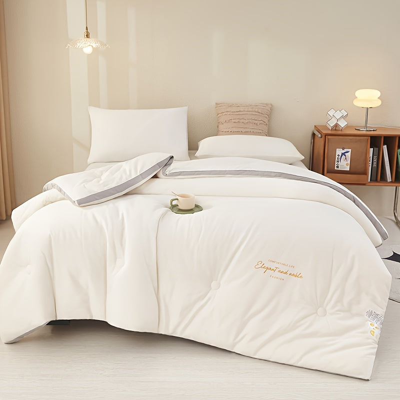 1pc, Solid Color Patchwork Quilt Insert, 100% A-Grade Standard Comfortable & Breathability for All Seasons