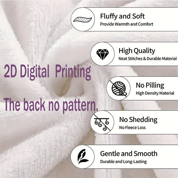 1pc All-Season Flannel Blanket - Soft Cozy Fall Throw with Pumpkin, Leaf & Floral Prints in Orange, Beige