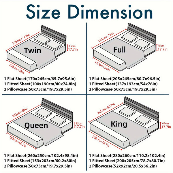 4pcs 600TC 100% Egyptian Cotton Fitted Sheet Set (1*Fitted Sheet+1*Flat Sheet+2*Pillowcase, Without Core)
