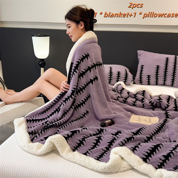 2\u002F3pcs Ultra-Soft Milk Fleece Multi-Functional Blanket Set: 1* Blanket + 1\u002F2* Pillowcase