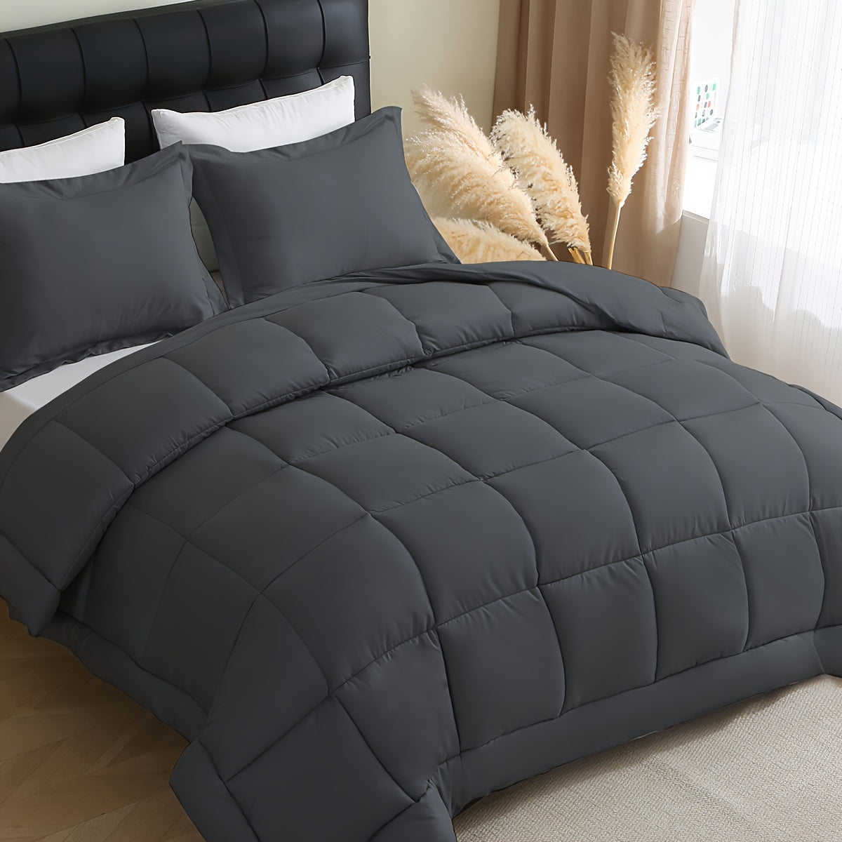 Heavyweight All-season Polyester Comforter Set - 2 u002F3 Pieces Quilted Duvet Insert with Soft Microfiber Filling