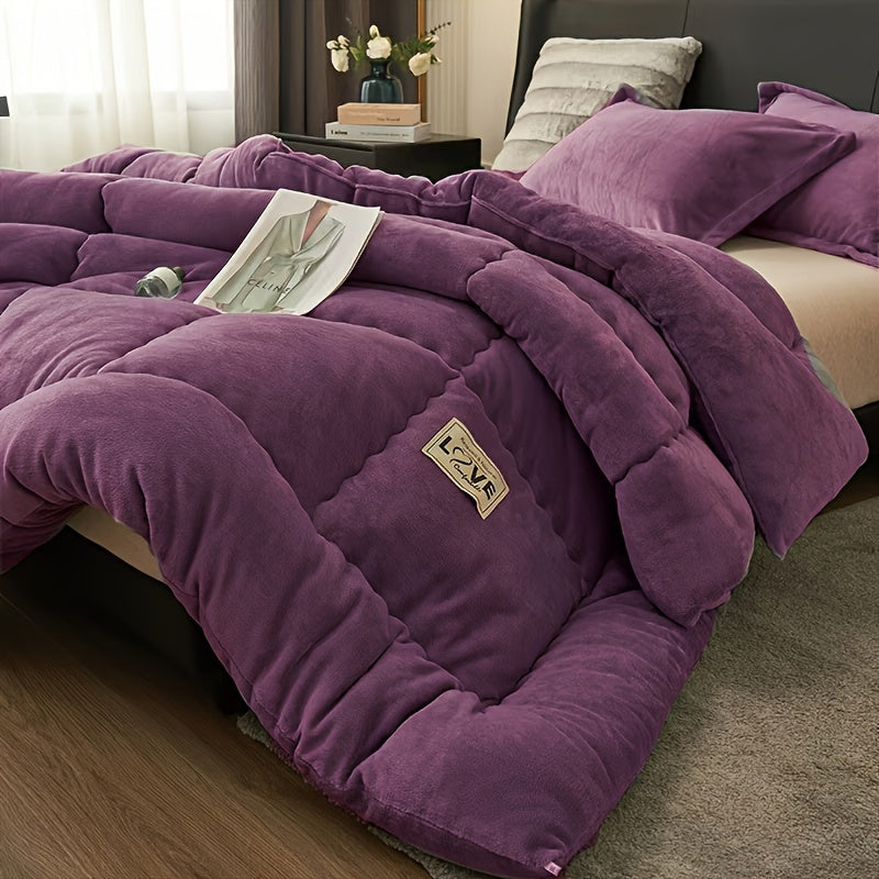3pcs of violet double-sided milk velvet warm velvet quilt sets, suitable for use in autumn and winter