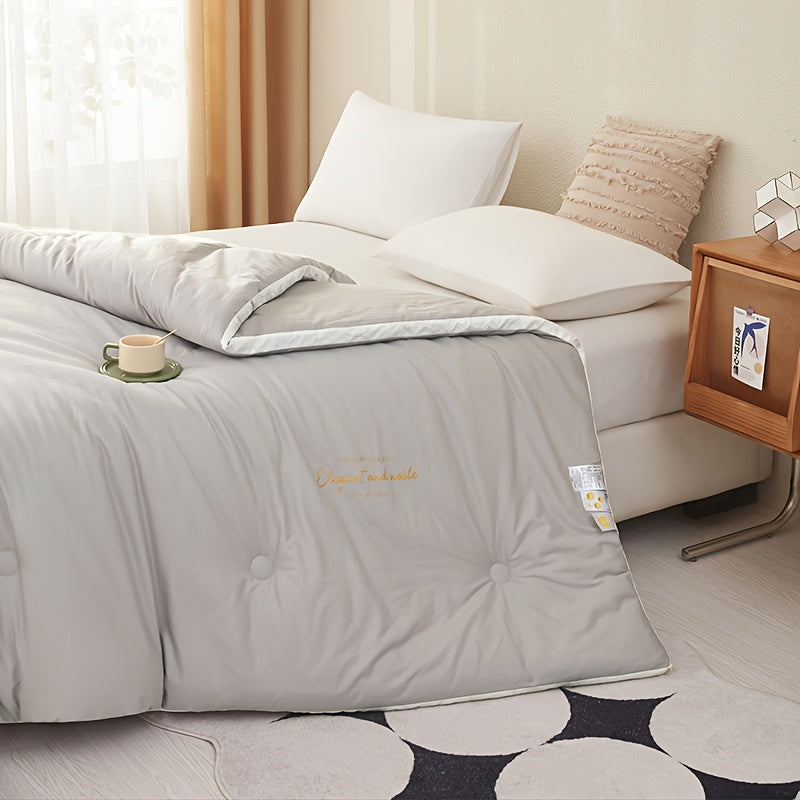 1pc, Solid Color Patchwork Quilt Insert, 100% A-Grade Standard Comfortable & Breathability for All Seasons