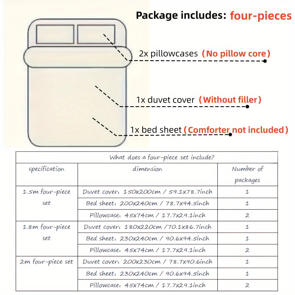 New for Spring Vintage Blue Floral Pattern 4pcss Bedding Set 4pcss Sheet Set Includes 1 Flat Sheet