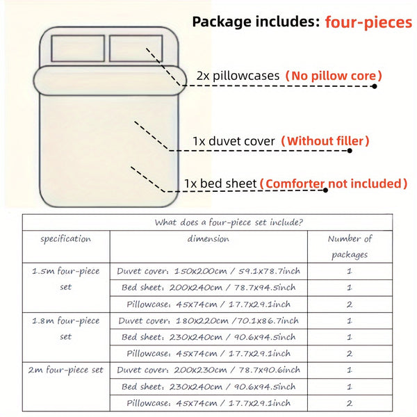 New for Spring Vintage Blue Floral Pattern 4pcss Bedding Set 4pcss Sheet Set Includes 1 Flat Sheet