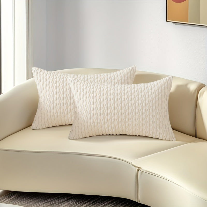 Light Gray Corduroy Pillow - Bohemian Style Decorative Cushion with Pillowcase & Insert