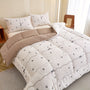 3pcs Black Cherry Floral Print Quilted Bedding Set - Ultra-Soft Polyester