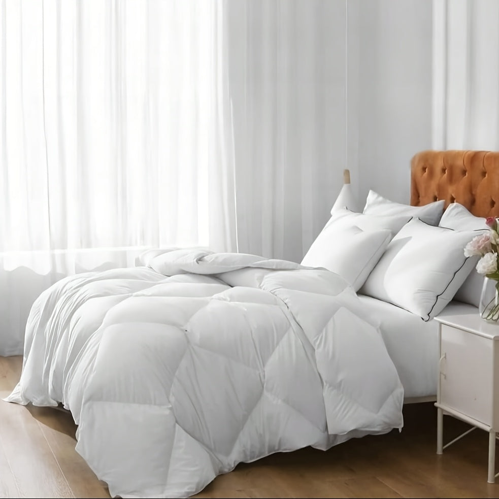 1pc Luxury Geometric Quilted Comforter - Fluffy, Breathable Polyester Duvet Insert for All Seasons