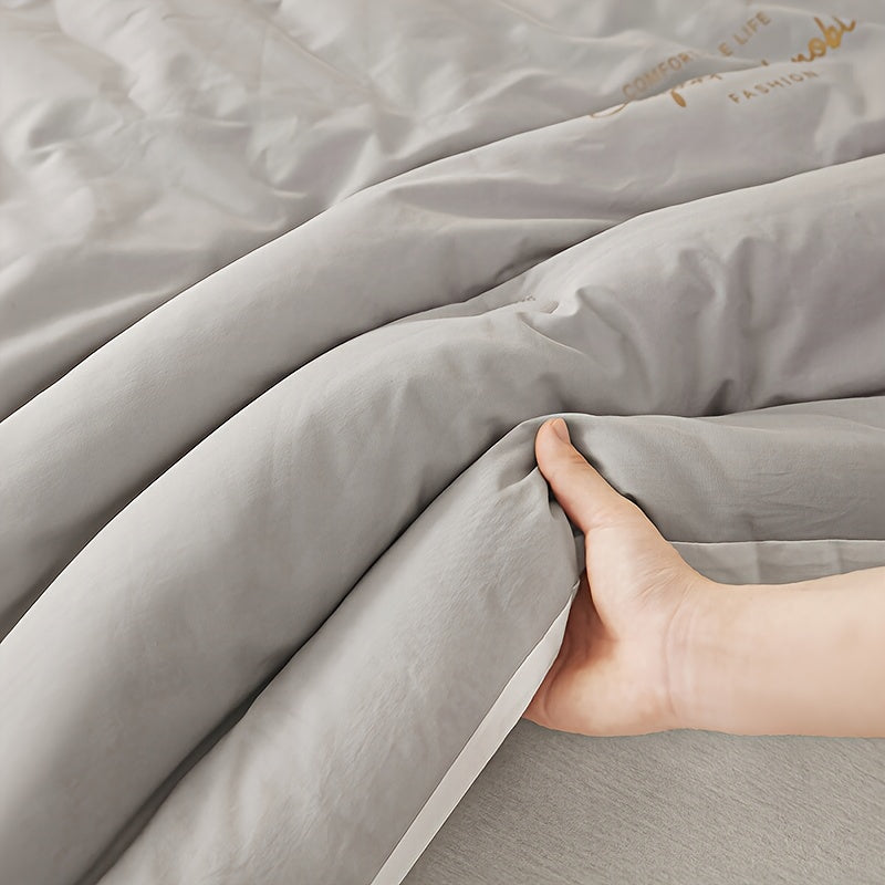 1pc, Solid Color Patchwork Quilt Insert, 100% A-Grade Standard Comfortable & Breathability for All Seasons